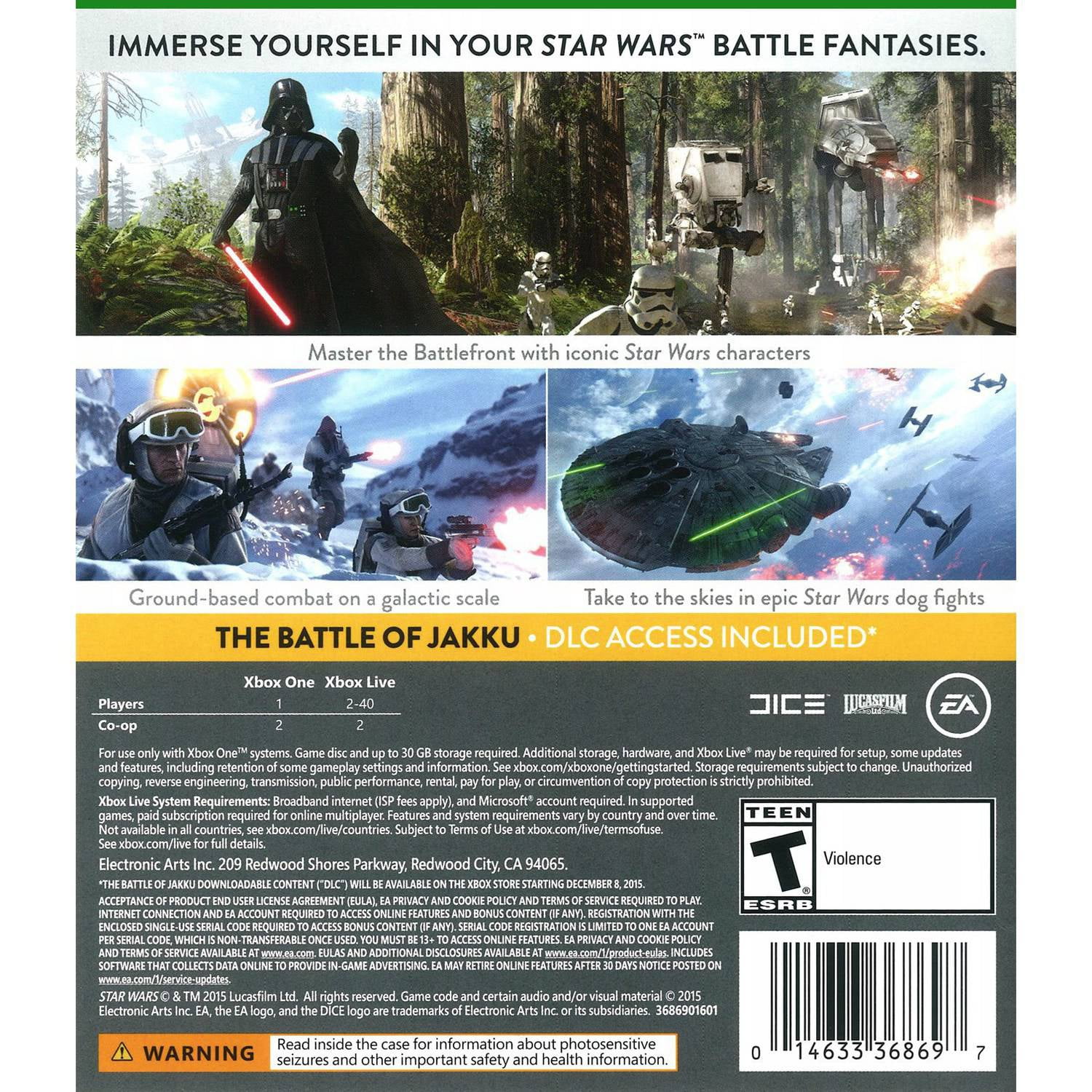 Soeverein Ontvanger presentatie Electronic Arts Star Wars Battlefront (Xbox One) - Pre-Owned - Walmart.com