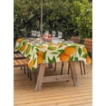 thumbnail image 3 of Outdoor Tablecloths with Umbrella Hole & Zipper, Green Orange Rectangle Tablecloth 60x120 Inch, Summer Botanical Leaves Watercolor Waterproof Table Cloth, Patio/Pool/Picnic Table Covers, 3 of 8