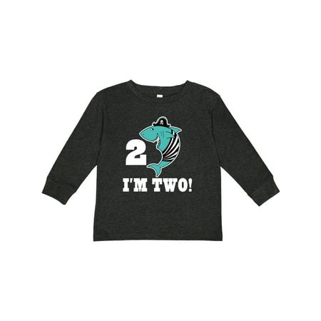 

Inktastic 2nd Birthday Shark Party 2 Year Old Pirate Gift Toddler Boy or Toddler Girl Long Sleeve T-Shirt