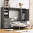 thumbnail image 1 of Velmero Unité Murale de Lit Escamotable Grand Gain de Place avec Garde-Robe Intégrée, Tiroirs de Rangement et Étagères – Solution Moderne Transformable pour Lit d'Appoint, Gris, 1 of 22