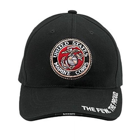 Rothco 10807 Deluxe Low Profile Cap with USMC Eagle Globe & Anchor Logo, Black