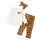thumbnail image 1 of Ropa Para Bebés Y Niñas, Conjunto Para Niños Pequeños, Camiseta Con Estampado De Leopardo Cálido Para Recién Nacidos, Pantalones, Conjunto De Trajes Con Diadema, Blanco Odeerbi LM103-2997, 1 of 9