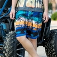 thumbnail image 2 of SWSMCLT Men's Beach Shorts Swim Trunks With Pockets Summer Surf Loose Fit Drawstring Elastic Waist Hawaiian Mesh Lining Blue 34, 2 of 4