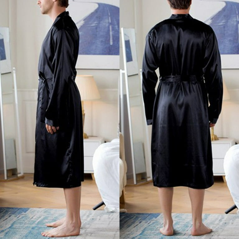 BUYISI Fashion Men Comfort Satin Kimono Silk Bathrobe BUYISI Fashion Men Comfort Satin Kimono Silk Bathrobe