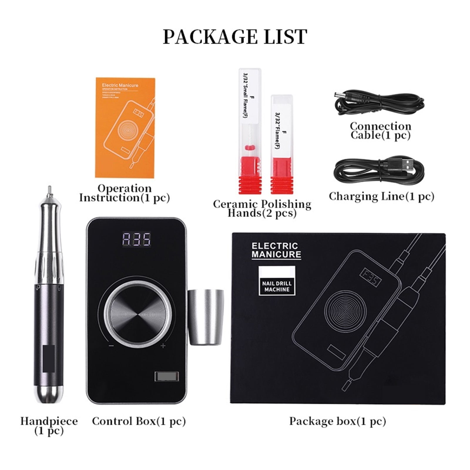 Nail Drill Machine, 35000RPM Nail Drill Machine With Full LCD Display, Rechargeable Nail Drill Pen For Manicure Kit With Cutter Nails Tool