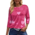 thumbnail image 4 of Fgvctg Valentine's Day Tops for Women 2025 Casual 3/4 Length Sleeve Crewneck Tops Date Night Pullover Shirt Oversized Cute Love Heart Graphic Blouse Gifts For Her Vermilion M, 4 of 5