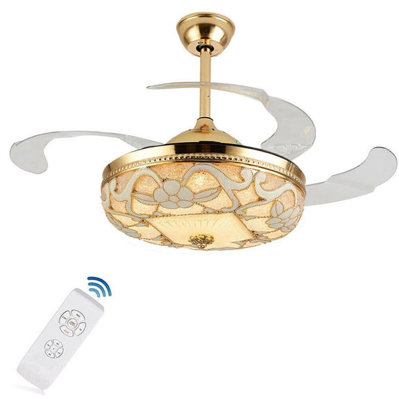 42" Crystal Fan Ceiling Light Invisible LED Lamp with Remote Control Chandelier
