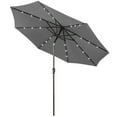 thumbnail image 1 of Gymax 10FT Solar Umbrella LED Market Steel Tilt w/ Crank Patio Gray, 1 of 6