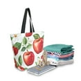 thumbnail image 2 of FORMRS Womens Canvas Tote Bag with Zipper Inner Pocket Shoulder Handbag, Apple Pattern, 2 of 7