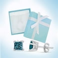 thumbnail image 3 of 1 Carat Total Weight CTTW Blue Princess Diamond Studs in 14K gold - Great Gift for Women, 3 of 6