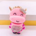 thumbnail image 2 of Creative Cow Keychain Rhinestone Pendant Smile Key Chain Metal Water Drill Car Keychain Decoration Key Ring Accessories, 2 of 7
