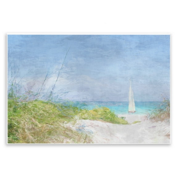 Stupell Industries Solitary Yacht Seascape Coastal Painting Unframed Art Print Wall Art, 15 x 10