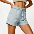 thumbnail image 2 of Women's Utility Shorts with Pockets, Casual Solid Color Elastic Waist Twill Shorts, Summer Lightweight Everyday Cuffed Hem Chino Basic Shorts, 2 of 8