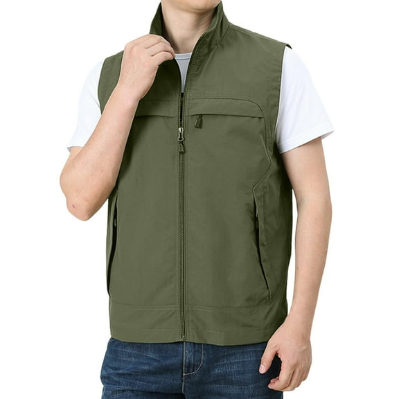 Kureaily Mens Lightweight Softshell Vest Outdoor Utility Travel Vest Outerwear Sleeveless Jacket For Hiking Runing