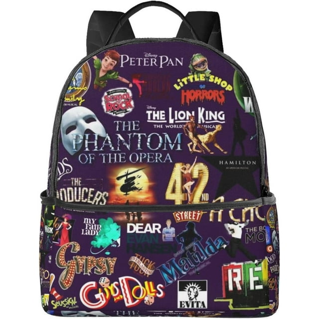 Classic Shoulder Bag, Broadway Musicals Collage Backpack Travel Knapsack Lightweight Daypack