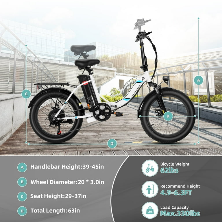 Elifine 500W Foldable Electric Bike, 20