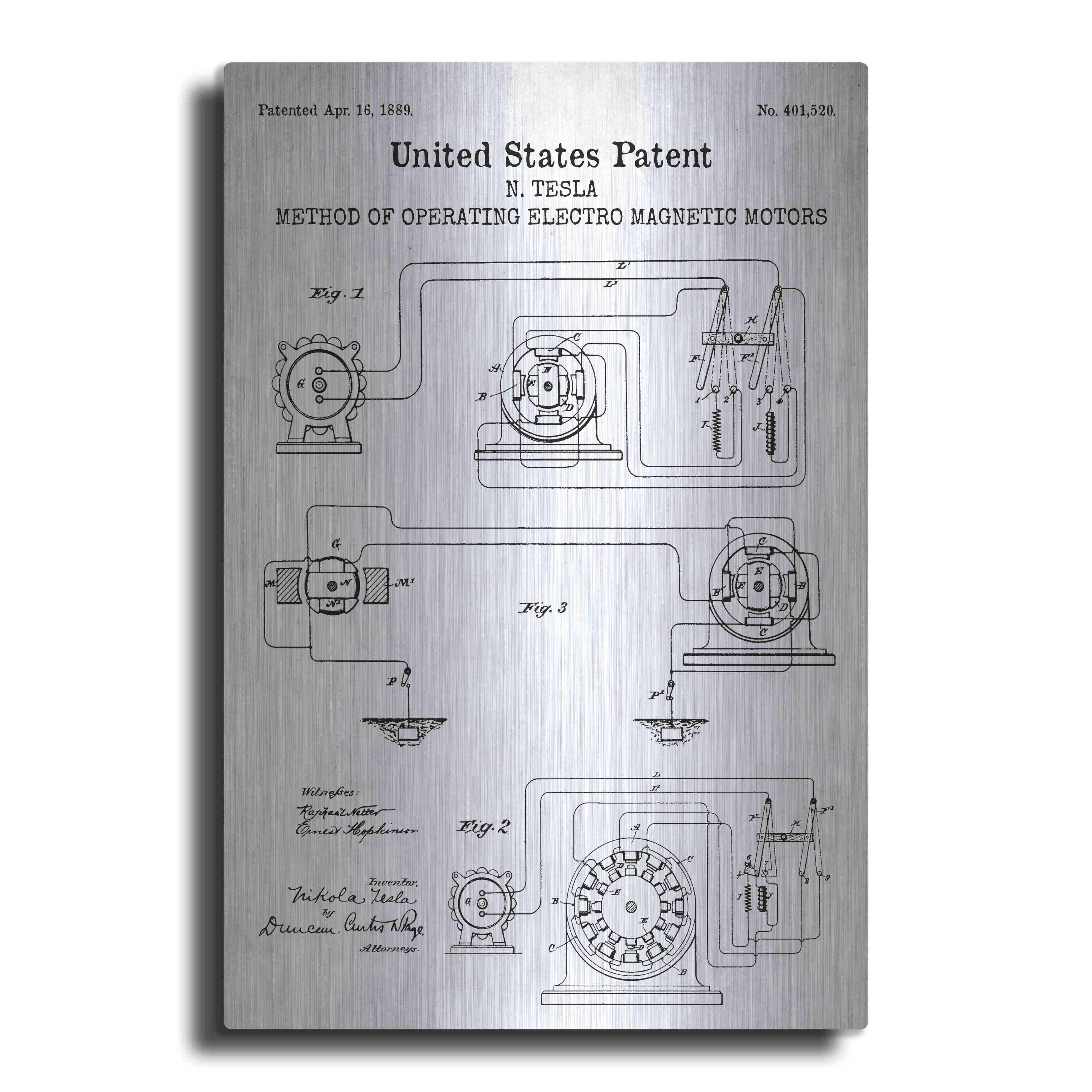 Luxe Metal Art 'Operating Tesla Motor Blueprint Patent White' Acrylic ...