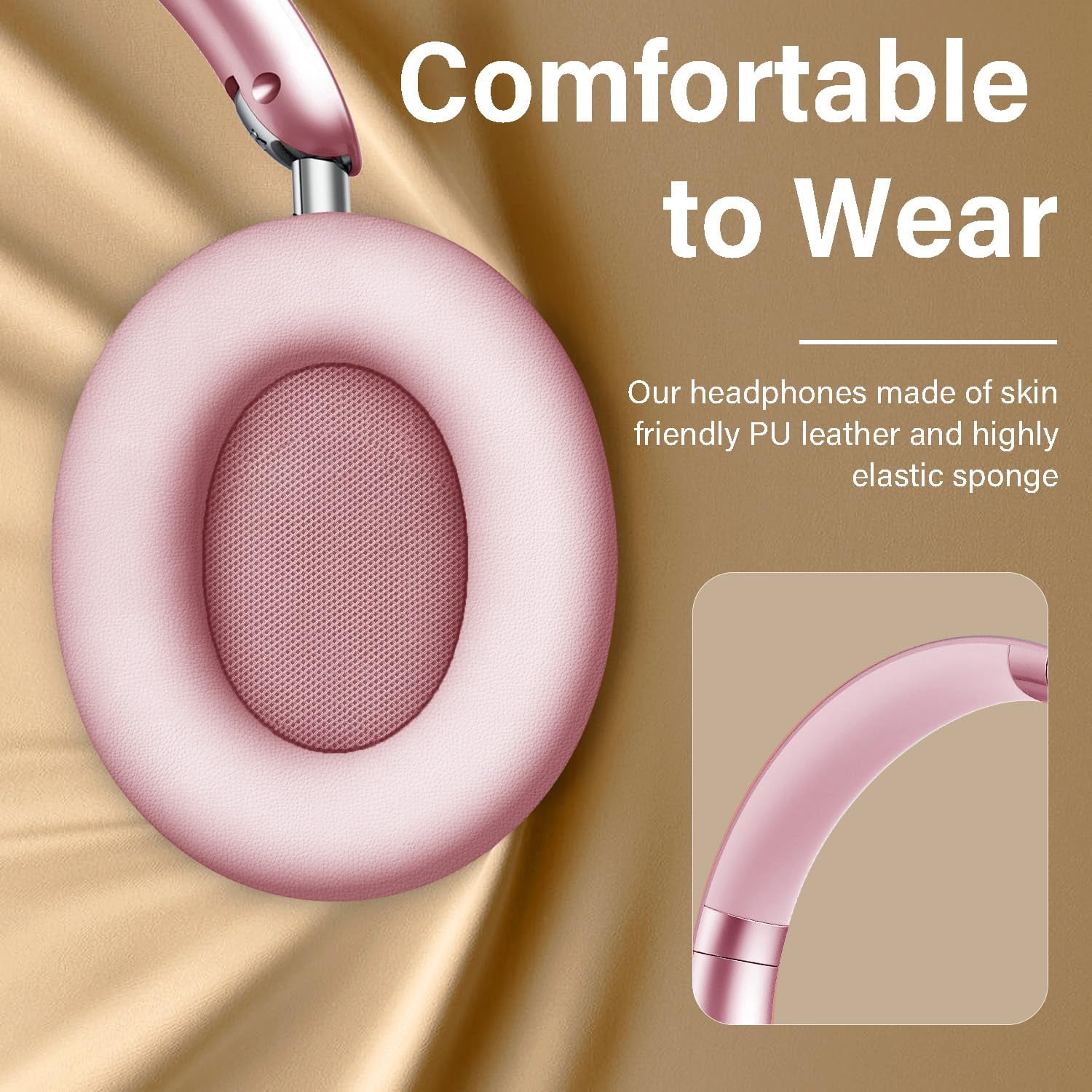 Mahipey Y05 Bluetooth Headphones Wireless Over Ear with Microphone,48 Hours Playtime,High Sound Quality,Foldable Soft Earpads Earphones for Travel/Commute/Workouts Pink