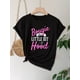 thumbnail image 3 of Plus Size Women's Relaxed Fit Casual Tee, "Bougie With A Little Bit Of Hood" Colorful Letter Print, Short Sleeve, Fashionable Oversized Ladies' Sporty T-Shirt Tee For Adult, Men, Women, Teen, Teenage, 3 of 7