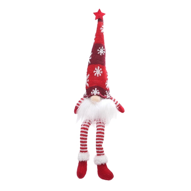 Gnome Lumineux Ornement de Noël Assis Bar à Café/décoration Maison Gnome Poupée en Peluche avec Lumière LED Décor de Noël, Longues Jambes Rouges