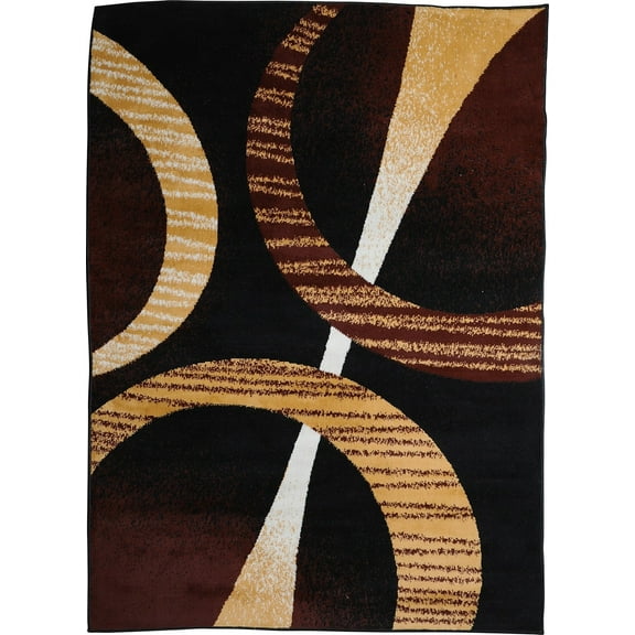 Brown Circles Modern 2x7 Area Rug Contemporary Runner Runner Carpet Rugs - Actual Size 1'9" x 7'2"