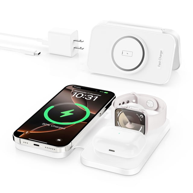 Cargador inalámbrico RYND 2025 para iPhone 3 en 1 con funda de viaje