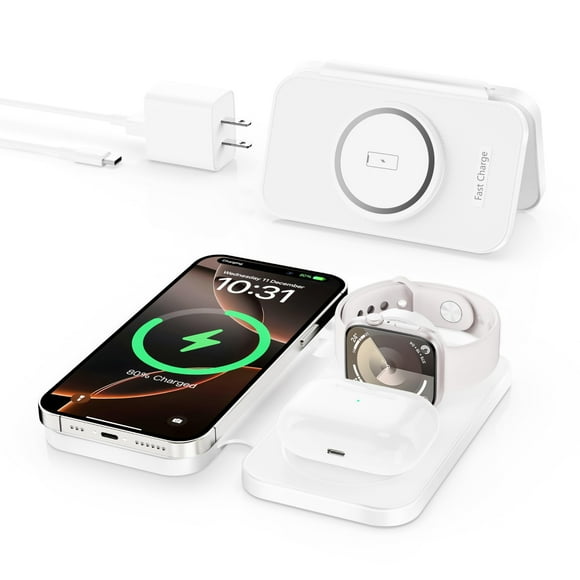 Cargador inalámbrico RYND 2025 para iPhone 3 en 1 con funda de viaje