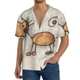 thumbnail image 3 of Daiia Brown Cat Cartoon Men's Linen Shirts Short Sleeve Casual Shirts Button Down Shirt for Men Beach Summer Wedding Shirt-Medium, 3 of 7