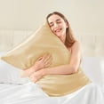 thumbnail image 5 of Xuniizn Throw Pillow Cover Satin Pillowcase for Hair and Skin - 20x30" Cooling Imitation Silk Pillow Case, Soft Solid Color Pillow Cover for Bedding, Khaki, 5 of 7
