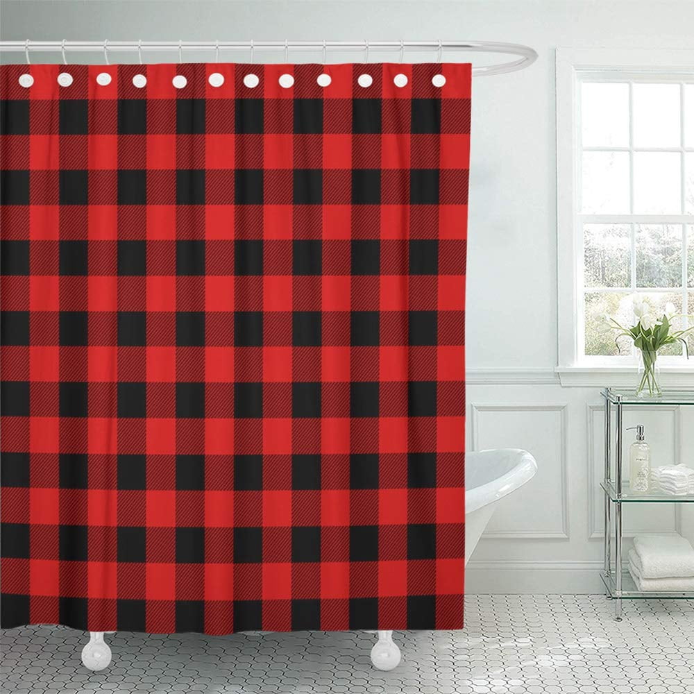 PKNMT Red Plaid Lumberjack Pattern Buffalo Check Black Flannel Tartan