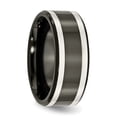 thumbnail image 3 of Titanium Black Ti with Sterling Silver Inlay 9mm Polished Flat Band, 3 of 8