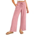 thumbnail image 2 of HCYSFG Uniform Pants For Girls Back To School Solid Color Elastic Waist Side Pocket Wide Leg Trousers Casual School Wear Pants, 2 of 9