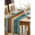thumbnail image 2 of Burlap Table Runner 48 Inches Long, Wood Planks in Teal Brown Non-Slip Kitchen Table Runners for Dining Room Everyday Use Party Table Decorations Rustic Farmhouse Background, 2 of 9
