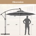 thumbnail image 3 of Gymax 10FT Offset Umbrella 360° Rotation Sun Shade Solar Powered LED Gray Patio, 3 of 8