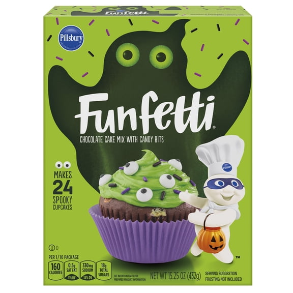 Pillsbury Funfetti Slime Chocolate Cake Mix with Colored Bits, 15.25 oz Box