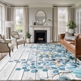 thumbnail image 2 of Area Rug 60×96in, Rustic Gradient Blue Eucalyptus Floor Carpet Living Room Rug, Foliage Retro Wood Grain Non-Slip Welcome Mat Indoor Rugs for Bedroom Dining Room, 2 of 9