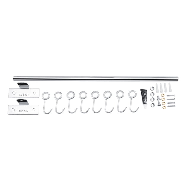 Estante de almacenamiento de acero inoxidable para pared, organizador con ganchos para colgar, para baño y cocina (8 ganchos)