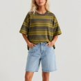 thumbnail image 2 of Trendfront Womens Summer Crew Neck Short Sleeve Tops Oversized Loose Fit Stripe Tees Graphic Pattern Printed Casual T-Shirts, 2 of 6