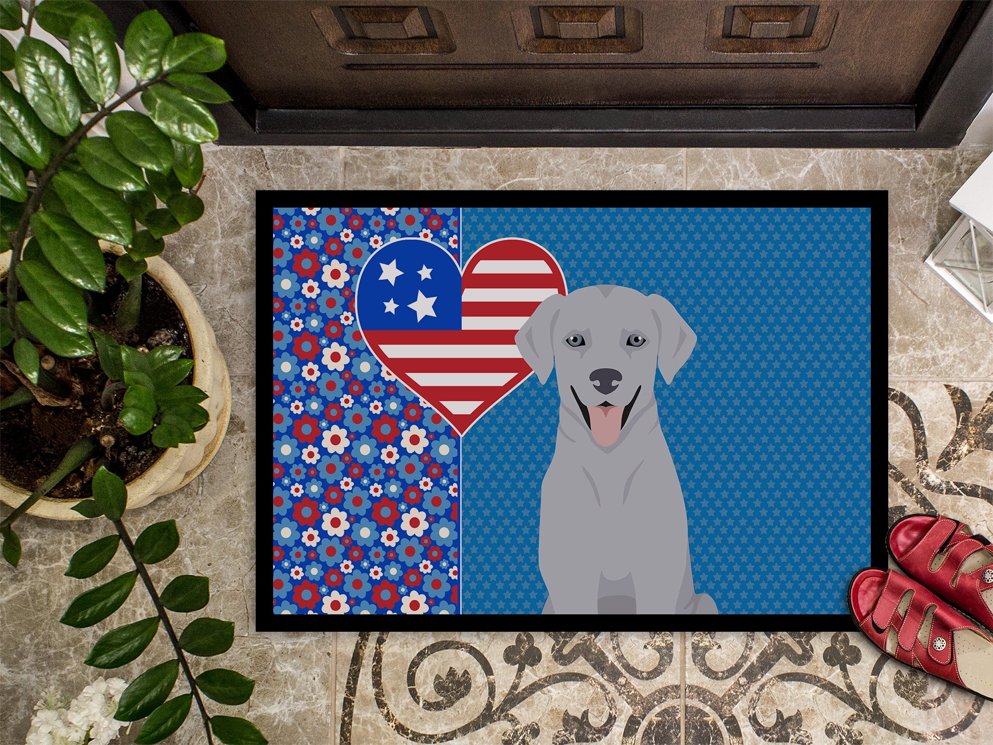 Silver Labrador Retriever USA American Indoor or Outdoor Mat 24x36