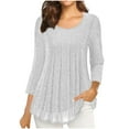 thumbnail image 2 of Neewe Tops for Women 3/4 Sleeve Crewneck Cute Basics Tees Casual Fashion Fall T Shirts Business Work Tee Top, 2 of 7