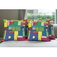 thumbnail image 6 of Ambesonne Art Throw Pillow Cover 4 Pack, Vivid Mondrian Squares, 18", Multicolor, 6 of 7