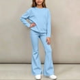 thumbnail image 5 of BXJX Girls Outfit Sets Size 10-12, 2 Piece Long Sleeve Causal Crew Neck Sweatshirt and Flare Pants Sets, 5 of 6