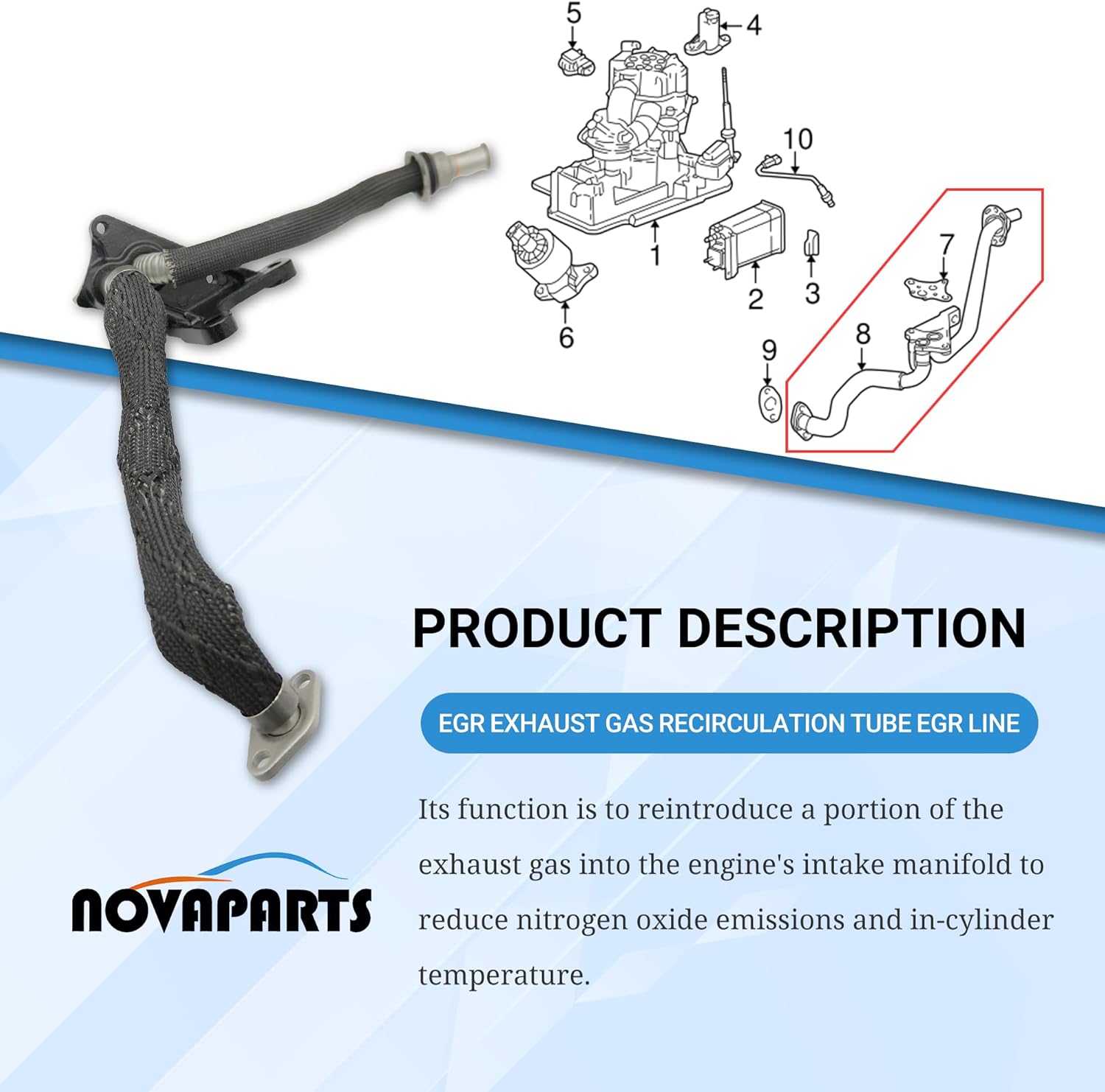 NOVAPARTS 12569076 12556644 598-204 EGR Exhaust Gas Recirculation Tube EGR Line for Cadillac Escalade Chevy Avalanche 1500 Express Silverado 1500 2500 3500 Tahoe GMC Savana Sierra 2500 3500 Yukon