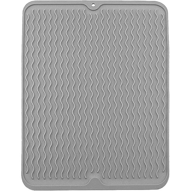 Alfombrilla de silicona antigoteo para encimeras, escurridores y soportes, resistente al calor, para secar platos, color gris