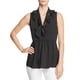 thumbnail image 1 of Le Gali Blusa peplum con cuello anudado y volantes para mujer, negro, XXL, 1 of 1
