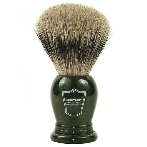 Parker Safety Razor KING SIZE 100% Pure Badger Bristle Shaving Brush with Marbled Handle -- Brush Stand Included