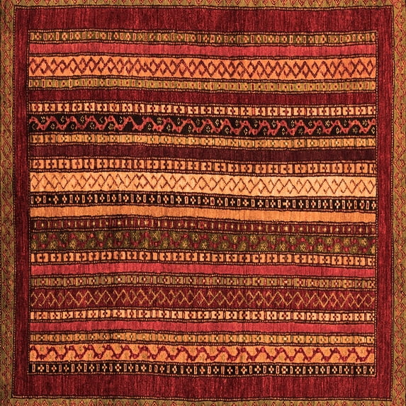 Ahgly Company Indoor Square Abstract Orange Modern Area Rugs, 6' Square
