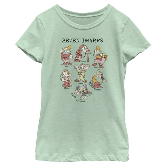 Girl's Snow White and the Seven Dwarfs Name Grid  Graphic Tee Mint X Large