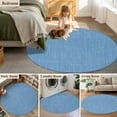 thumbnail image 6 of Blue Burlap Texture Large Area Rugs for Bedroom Living Room, Soft Non Slip Carpet Bedside Rug, Farmhouse Vintage Blue Round Floor Cover Kitchen Accent Rug 4' for Dining Room/Office, 6 of 9