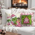 thumbnail image 4 of Set de 4 Fundas de Cojín 45x45 cm Navideñas del Grinch, Tela Suave y Lavable, Decoración Festiva para Sofá, 4 of 7